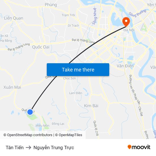 Tân Tiến to Nguyễn Trung Trực map