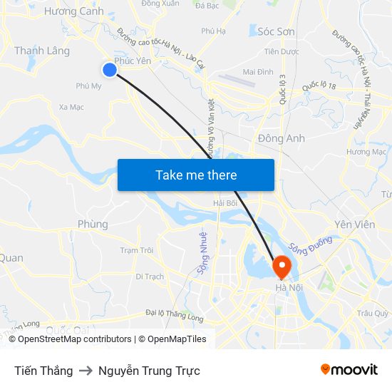 Tiến Thắng to Nguyễn Trung Trực map