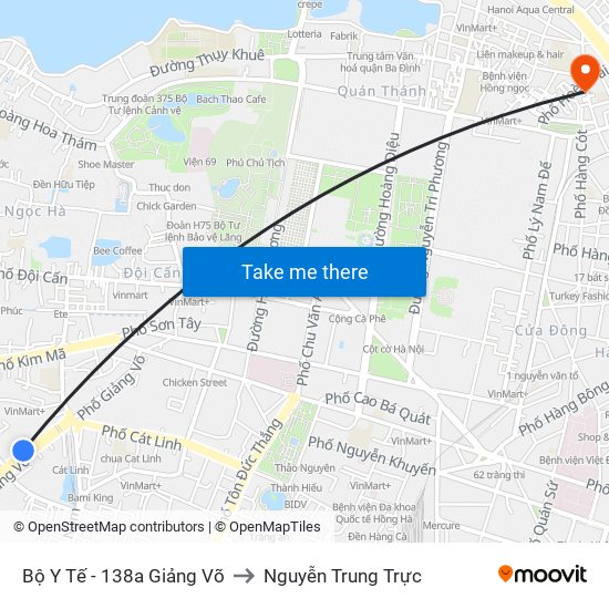 Bộ Y Tế - 138a Giảng Võ to Nguyễn Trung Trực map