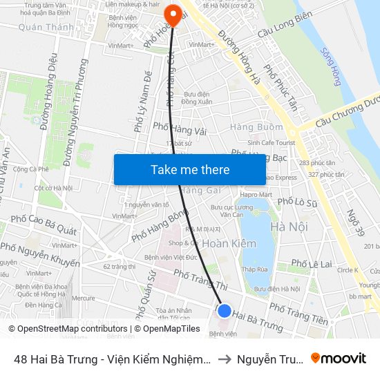 48 Hai Bà Trưng - Viện Kiểm Nghiệm Thuốc Trung Ương to Nguyễn Trung Trực map