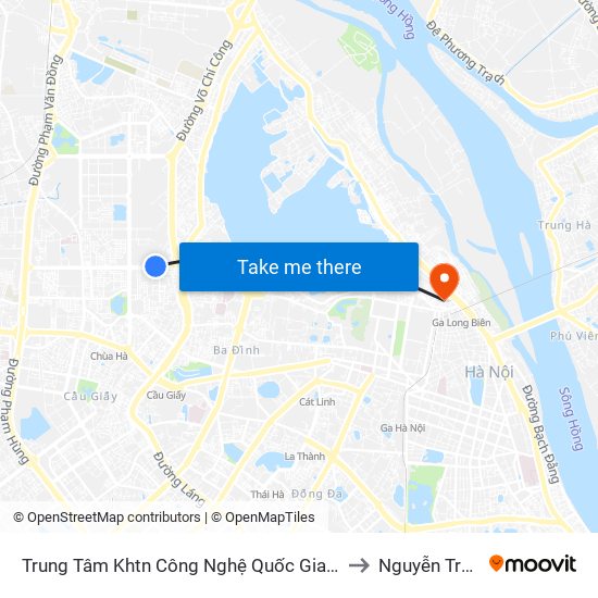 Trung Tâm Khtn Công Nghệ Quốc Gia - 18 Hoàng Quốc Việt to Nguyễn Trung Trực map