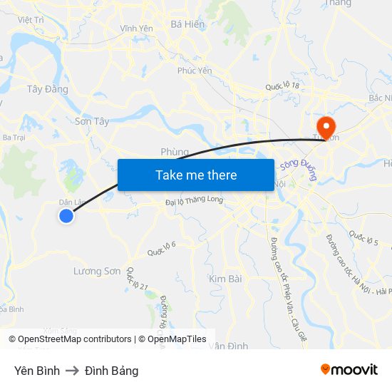 Yên Bình to Đình Bảng map