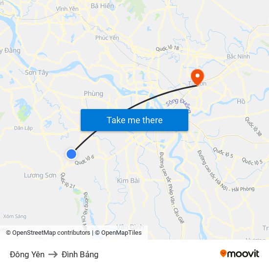 Đông Yên to Đình Bảng map