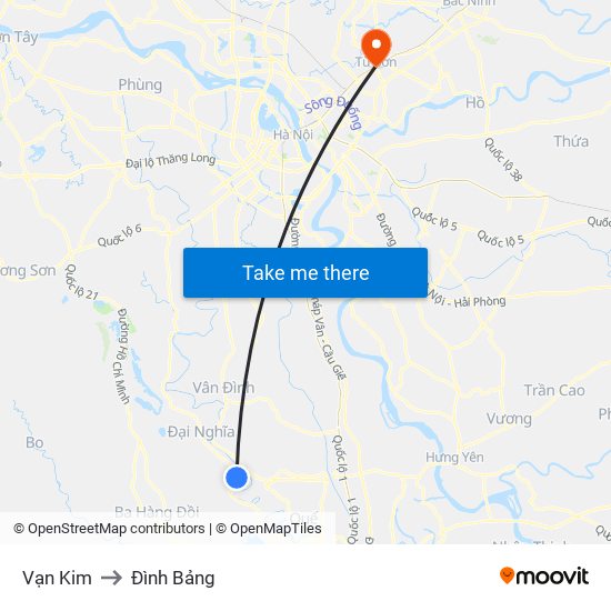 Vạn Kim to Đình Bảng map