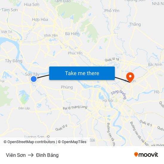 Viên Sơn to Đình Bảng map