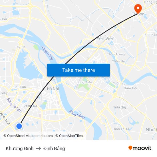 Khương Đình to Đình Bảng map