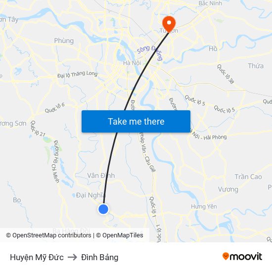 Huyện Mỹ Đức to Đình Bảng map