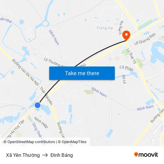 Xã Yên Thường to Đình Bảng map