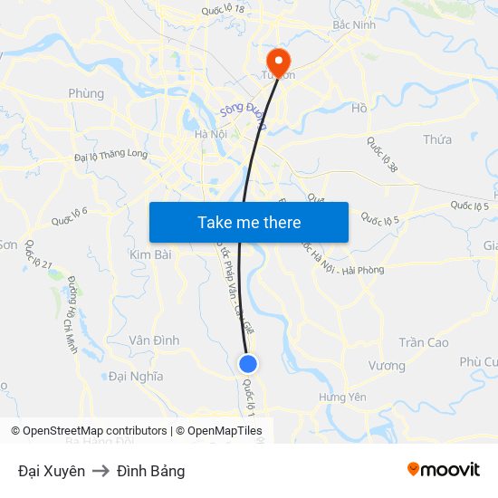 Đại Xuyên to Đình Bảng map