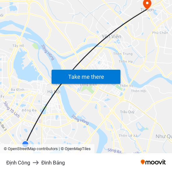 Định Công to Đình Bảng map