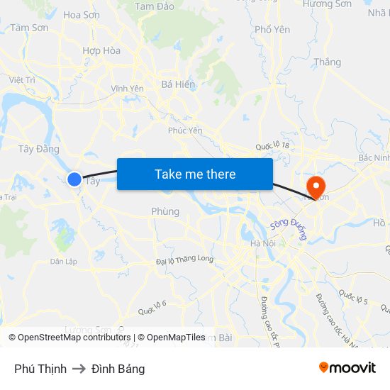 Phú Thịnh to Đình Bảng map