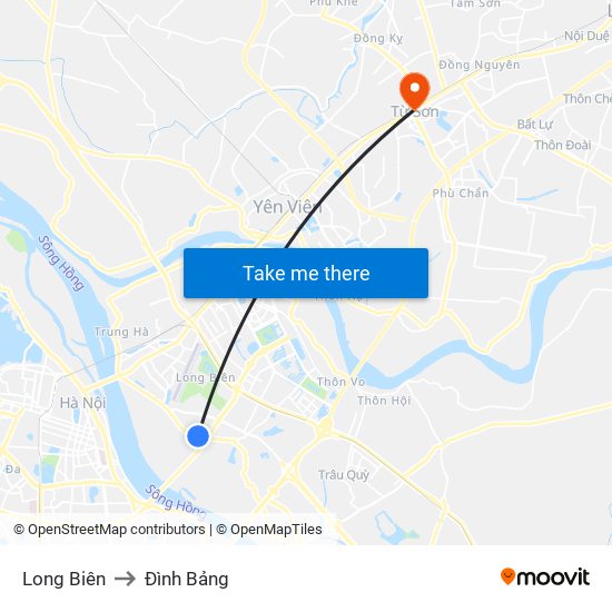 Long Biên to Đình Bảng map