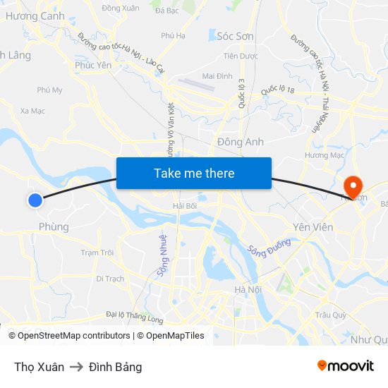 Thọ Xuân to Đình Bảng map