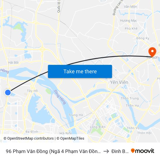 96 Phạm Văn Đồng (Ngã 4 Phạm Văn Đồng - Xuân Đỉnh) to Đình Bảng map