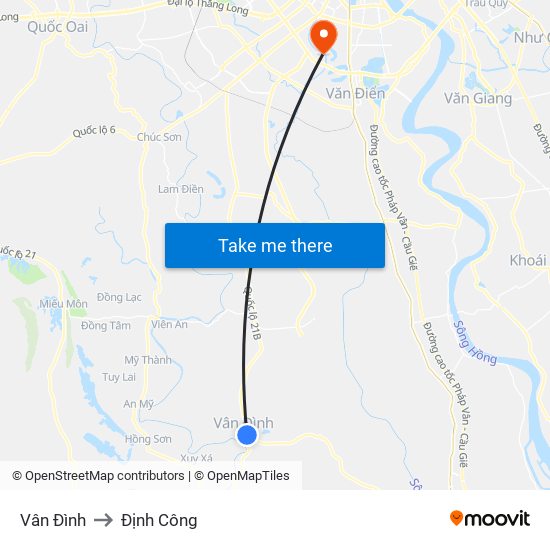 Vân Đình to Định Công map