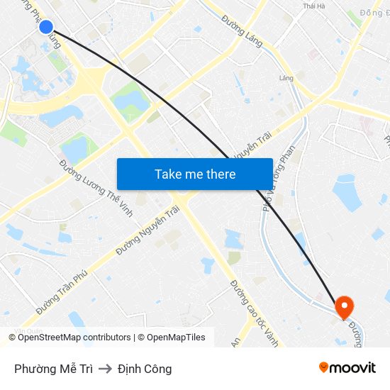 Phường Mễ Trì to Định Công map