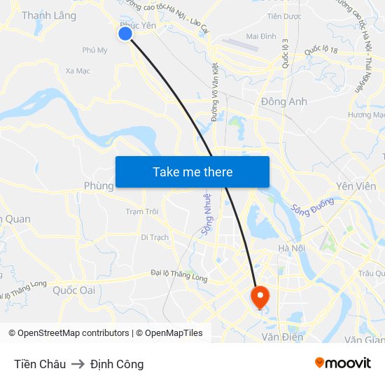 Tiền Châu to Định Công map