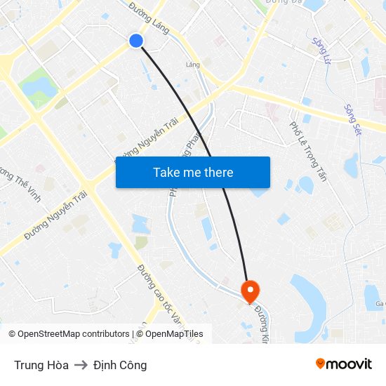 Trung Hòa to Định Công map