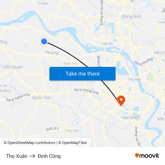 Thọ Xuân to Định Công map