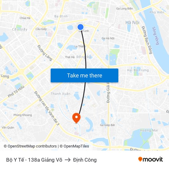 Bộ Y Tế - 138a Giảng Võ to Định Công map