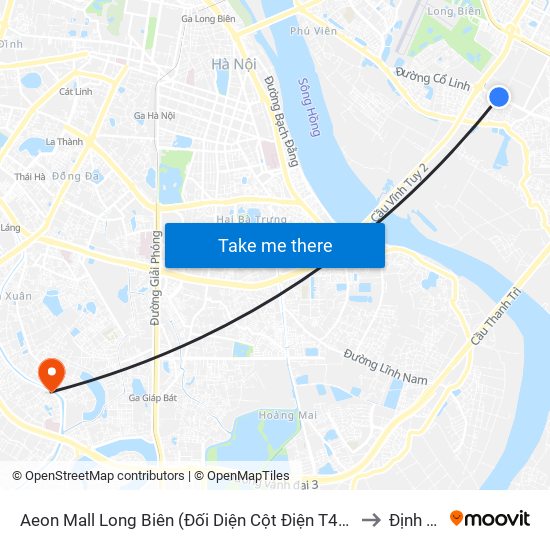 Aeon Mall Long Biên (Đối Diện Cột Điện T4a/2a-B Đường Cổ Linh) to Định Công map