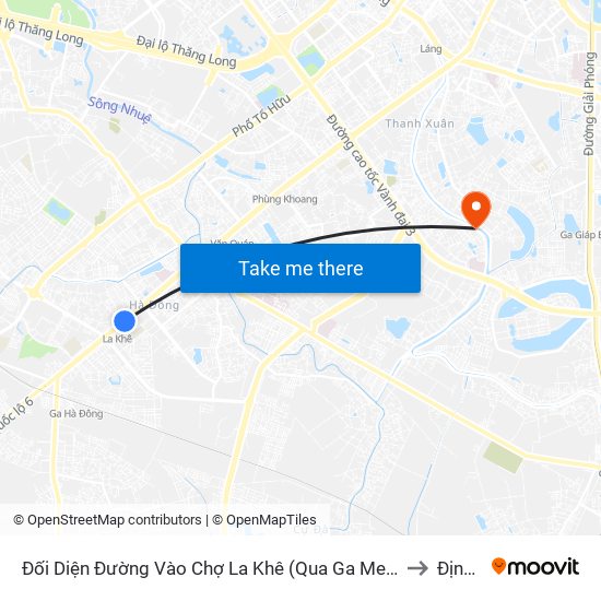 Đối Diện Đường Vào Chợ La Khê (Qua Ga Metro La Khê) - 405 Quang Trung (Hà Đông) to Định Công map