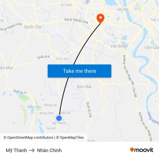 Mỹ Thành to Nhân Chính map