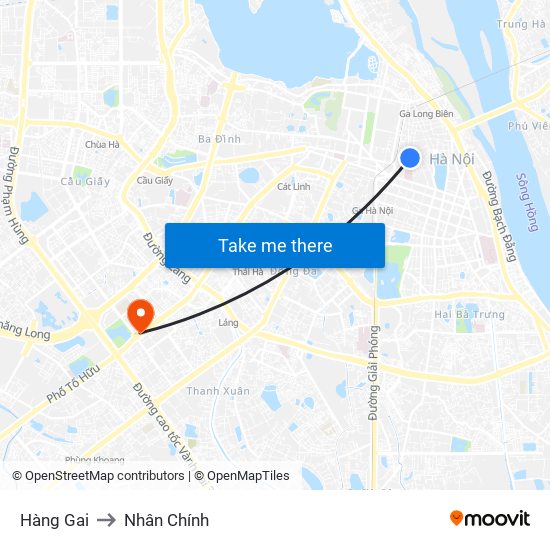 Hàng Gai to Nhân Chính map