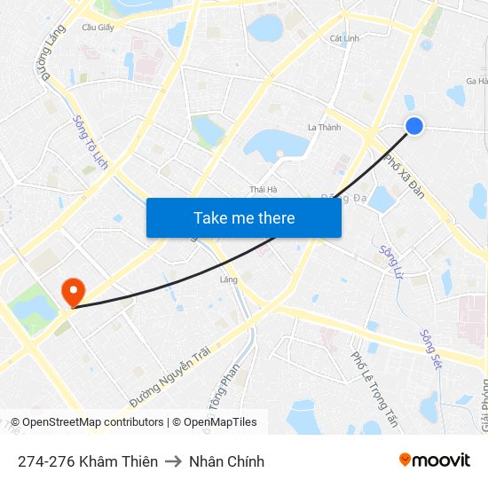 274-276 Khâm Thiên to Nhân Chính map