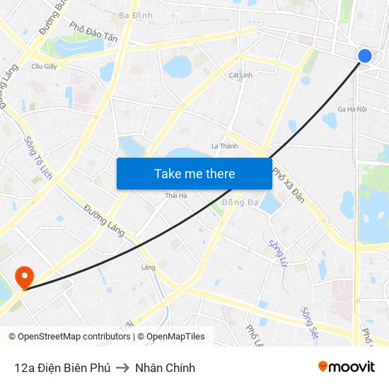 12a Điện Biên Phủ to Nhân Chính map