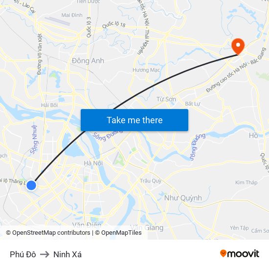 Phú Đô to Ninh Xá map