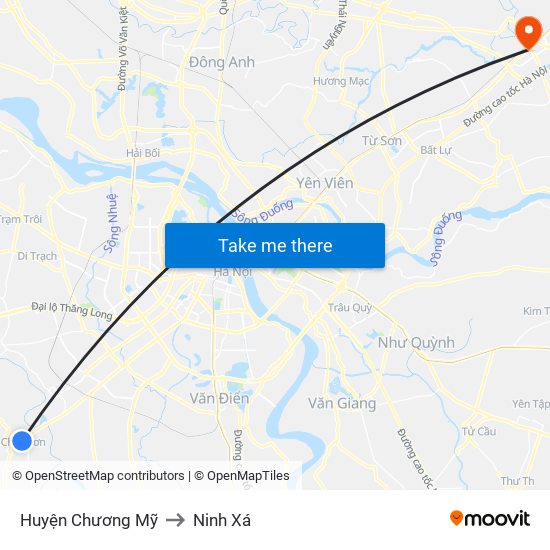 Huyện Chương Mỹ to Ninh Xá map