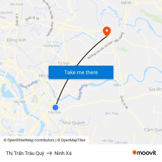 Thị Trấn Trâu Quỳ to Ninh Xá map