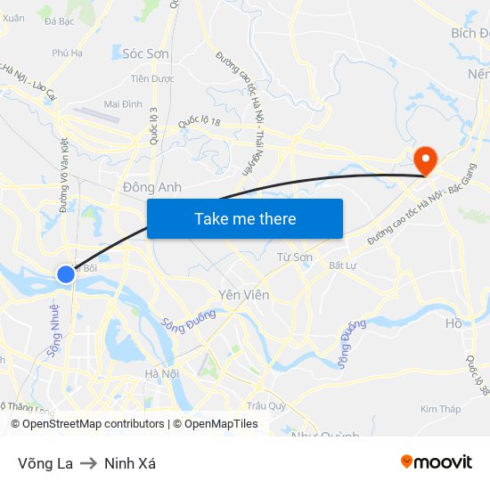 Võng La to Ninh Xá map