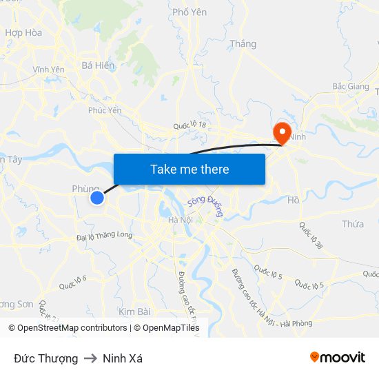 Đức Thượng to Ninh Xá map