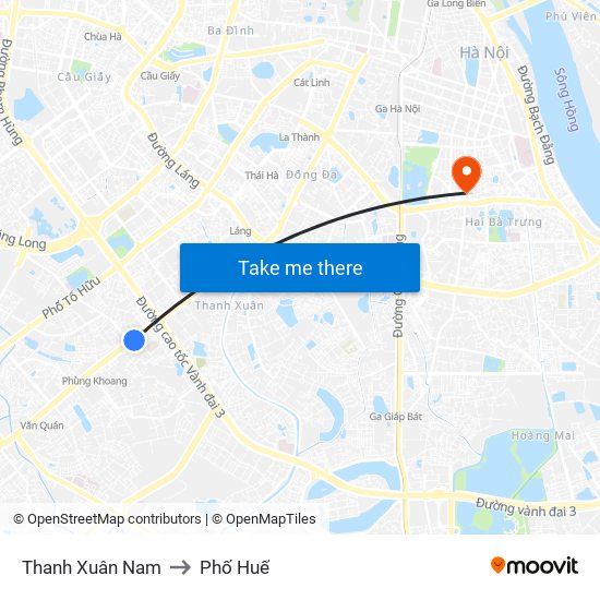 Thanh Xuân Nam to Phố Huế map