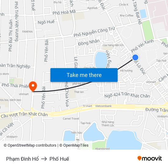 Phạm Đình Hổ to Phố Huế map
