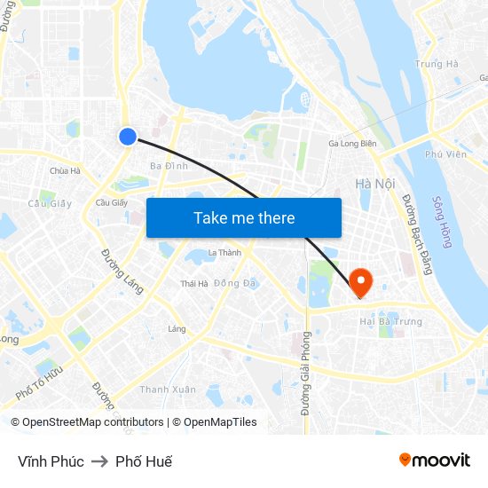 Vĩnh Phúc to Phố Huế map