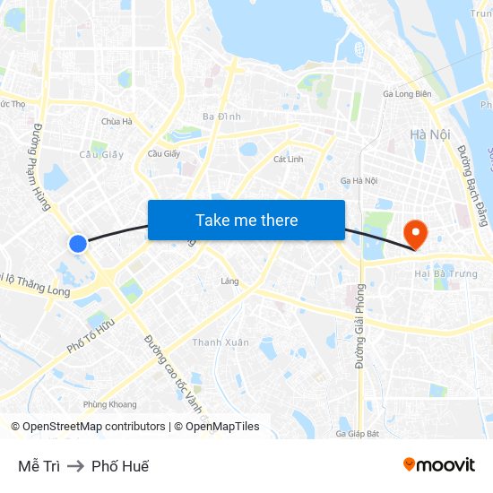 Mễ Trì to Phố Huế map