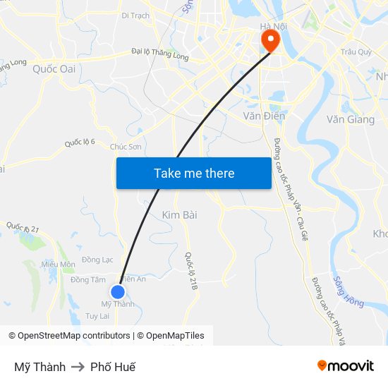 Mỹ Thành to Phố Huế map