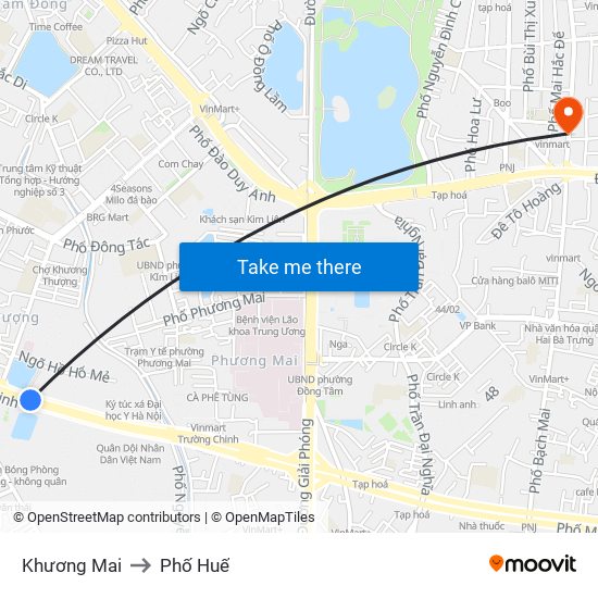 Khương Mai to Phố Huế map