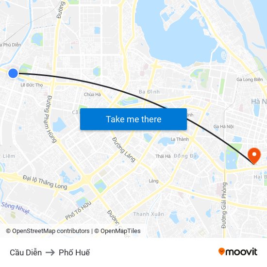 Cầu Diễn to Phố Huế map