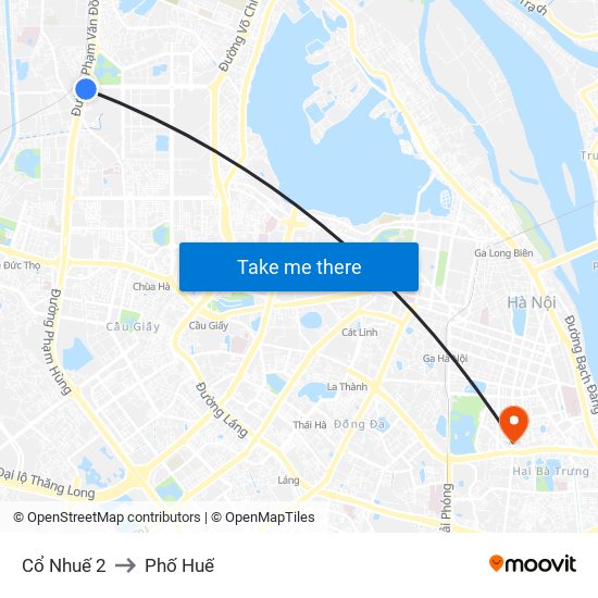 Cổ Nhuế 2 to Phố Huế map