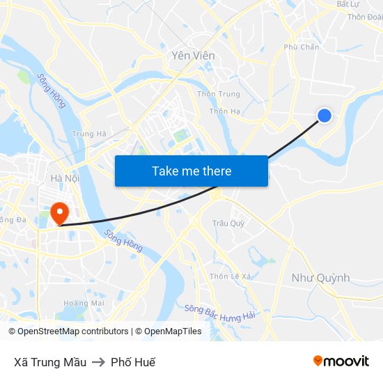 Xã Trung Mầu to Phố Huế map