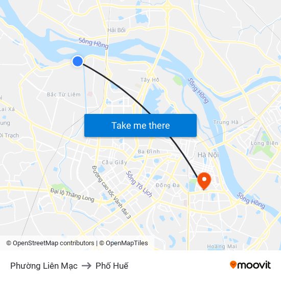 Phường Liên Mạc to Phố Huế map