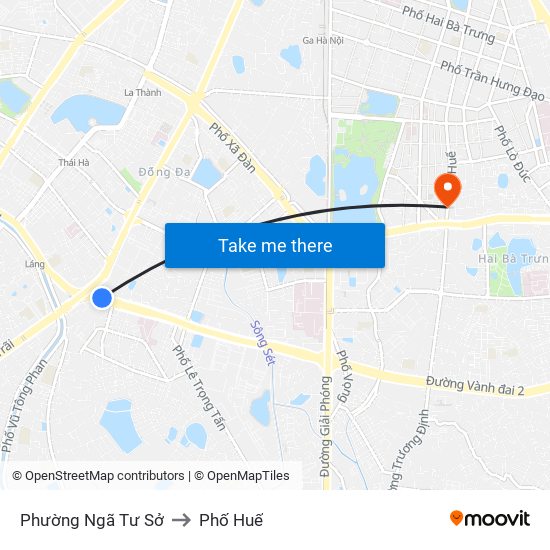 Phường Ngã Tư Sở to Phố Huế map