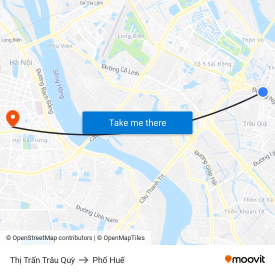 Thị Trấn Trâu Quỳ to Phố Huế map