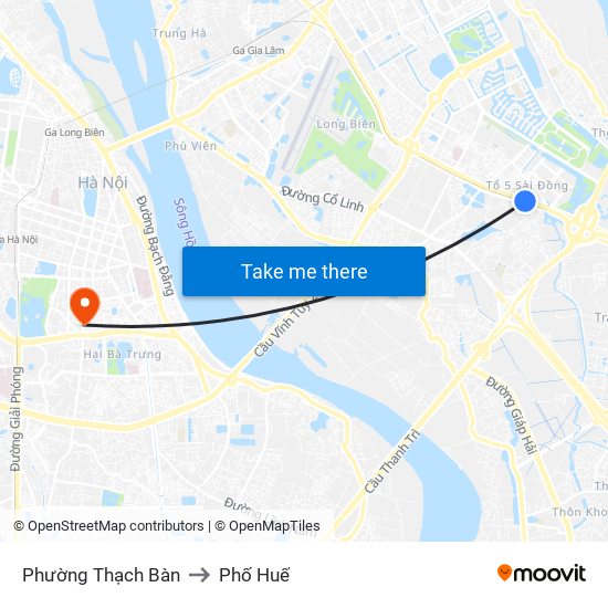 Phường Thạch Bàn to Phố Huế map