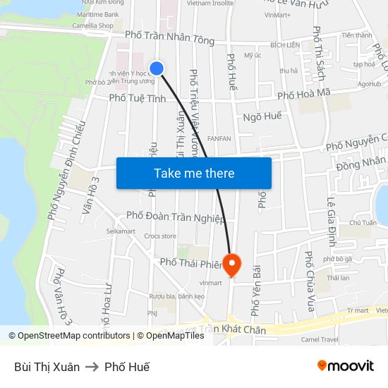 Bùi Thị Xuân to Phố Huế map