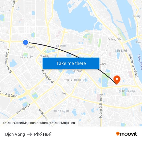 Dịch Vọng to Phố Huế map